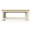 Modern Coffee Table Living Room Tea Shelf Storage Oak Top Cream