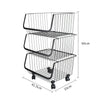 Mobile Kitchen Vegetable Fruit Storage Rack Stackable Metal Wire Basket Holder