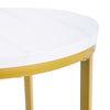 Marble Round Tea Table Sofa End Side Table Living Room Furniture- White Gold