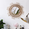 Rustic Sun Flower Boho Round Rattan Bamboo Framed Wall Hanging Mirror Bedroom UK
