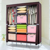 Medium Fabric Canvas Wardrobe With Hang Rail Shelving Clothes Storage Cupboard