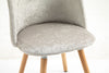 2x Crushed Velvet Fabric Chair / Padded Seat / Wooden Leg / Light Grey