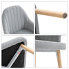 Set Of 2 Elegant Tub Velvet-Feel Dining Chairs w/ Wood Legs Metal Frame Grey