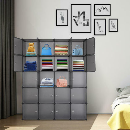 20-Cube DIY Plastic Wardrobe Cupboard Closet Cabinet Organizer Storage Furniture