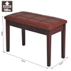 Two Person Lift Top Piano Storage Bench Faux Leather Stool Birchwood