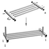 Double Clothes Rail Wheeled Garment Coat Hanging Display Stand Lower Bottom Rack