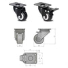 4X50mm Heavy Duty Swivel Castor Wheels PVC 200KG Trolley Furniture Rubber Caster