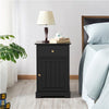 Bedside Table w/ Drawer & Door, Bedside Cabinet Nightstand,End Table White/Black
