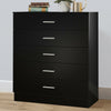 Black Chest of Drawer Bedside Table Cabinet 5 Drawer Bedroom Storage Furniture