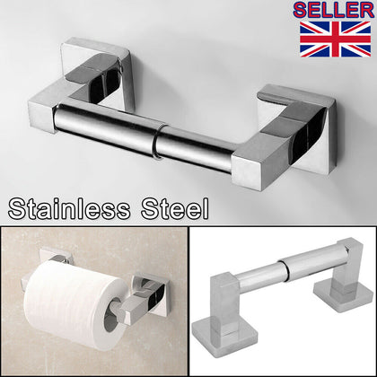 Square Modern Bathroom Toilet Roll Holder in Chrome Wall Mounted Design uk
