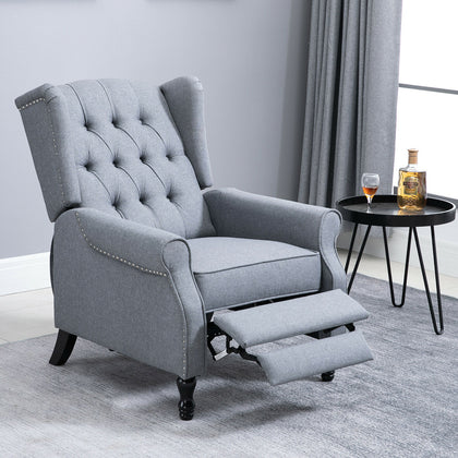 HOMCOM Vintage Reclining Sofa Armchair Single Couch Home Cinema Chair Grey