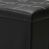 LARGE FAUX LEATHER FOLDING OTTOMAN POUFFE FOOT STOOL STORAGE BOX BLACK SINGLE