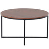 Modern Coffee Table Metal Frame Solid Tabletop Unique Cross Base - Brown