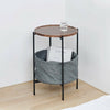 Small Round Coffee Table Sofa Side End Table Tray with Fabric Basket Storage UK