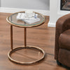 Round Coffee Table Tempered Glass Top Metal Legs Sofa Side End Table Lamp Stand