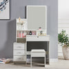 Modern Dressing Table Stool Bedroom Vanity Set Makeup Desk W/ Mirror & 4 Drawers