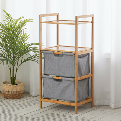 4 Tier Corner Shelf Bamboo Storage Rack Linen Drawer Unit Bookshelf Bath Shelves