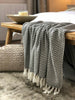Luxury 100% Cotton Charcoal Grey White Herringbone Large Sofa Bed Throw Blanket
