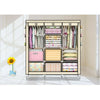Medium Fabric Canvas Wardrobe With Hang Rail Shelving Clothes Storage Cupboard