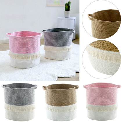 Woven Collapsible Storage Basket Laundry Clothes Hamper Basket Toys Storage Bag