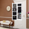Lockable Jewelry Storage Cabinet Wall-mounted LED Jewelry Armoire w/Full Mirror