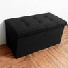 Practical Folding Cuboid Button Footstool Ottoman Bench Storage Home Furni Black