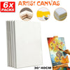 6 PACK 30 X 40CM BLANK PLAIN STRETCHED PAINTING ART ACRYLIC CANVAS WHITE SET