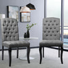 2/4× Buttoned High Back Dining Chairs Linen Fabric Padded Kitchen Dinner Seat