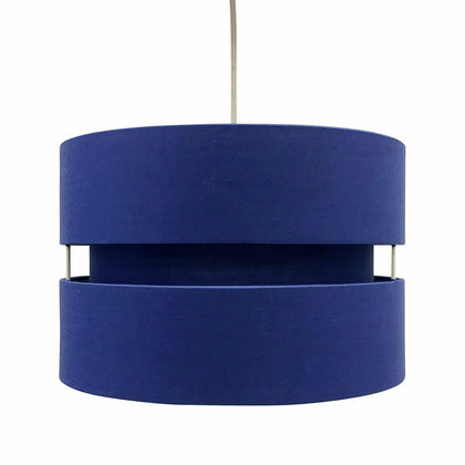 Blue Easy Fit Pendant Light Shade 2 Tier Design Fabric Drum Ceiling Light Shade