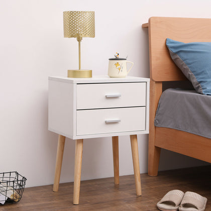 2 Drawer Wooden Bedside Table Cabinet Nightstand Storage Bedroom Furniture