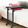 C-Shaped Sofa Side Table Adjustable Mobile Bed End Table Laptop Stand W/ Basket