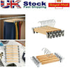 5/10/15PCS Wooden Trouser, Skirt Hangers With Clips, Coat Clothes Hangers UK