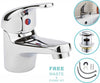 Neshome Cloakroom Modern Bathroom Basin Sink Mono Chrome Mixer Tap & Waste