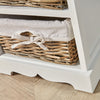 White Wooden 3 Drawer Chest Storage Unit Willow Wicker Baskets Organiser Bedside