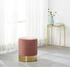 Dolce Pink Velour Velvet Ottoman Footstool with Chrome Surround Stool Seat