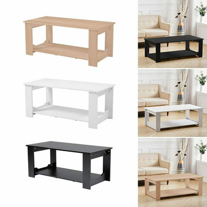 Modern Coffee Tea Table Writing Desk with Lower Shelf Storage Unit Home Office