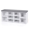 Shoe Bench Storage Shoe Cabinet Rack Cupboard with Seat Cushion 10 Compartments