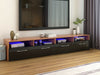 Modern 100cm Black & Walnut TV Unit Stand Cabinet RGB LED Lights Living Room