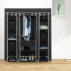 Mondeer Grey Canvas Fabric Wardrobe w/ Hanging Rail Clothes Storage Cupboard