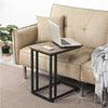 Moblie End Table w/ Metal Legs, Industrial C Shaped Side Table for Small Spaces