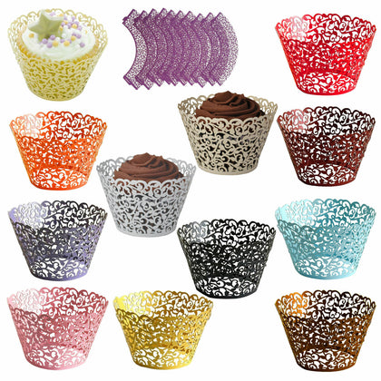 25/50/100 Filigree Vine Cupcake Wrappers Cases Gift Xmas Wedding Birthday Cake