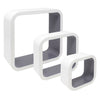 Set of 3 Floating Cube Square Wall Shelves – Two Tone Modern Storage Décor