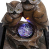 Crystal Ball Owl Indoor Fountain Garden Water Feature LED Lights Statue Ornament