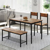 Dining Table and Chairs Set Wooden Steel Frame 2/4 Seat Modern Kitchen Set Brown