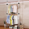 Telescopic Wardrobe Closet Organizer Clothes Hanging Rail Movable Garment Rack