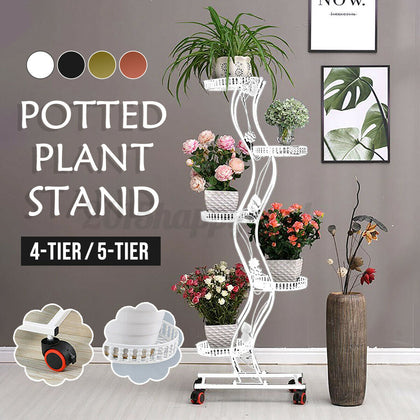 Indoor Outdoor Plant Stand 4 Tier Metal Flower Pots Holder Rack Display Shelf