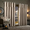 GRAN RENO Mink Crushed Velvet Curtains PAIR Eyelet Ring Top Fully Lined