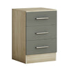 Modern Bedroom Living - Grey Gloss/ Sonoma Oak 3 Drawer Bedside Furniture