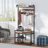 Functional Coat Rack Stand with Shoe Rack Storage Shelf & 9 Hooks Entryway Bench