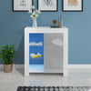 Moden Sideboard Cabinet Storage Cupboard High Gloss Door Glass Shelf LED Light